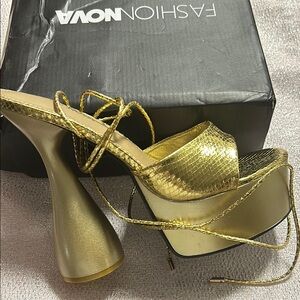 Fashion Nova Gold Women's Platform Heels